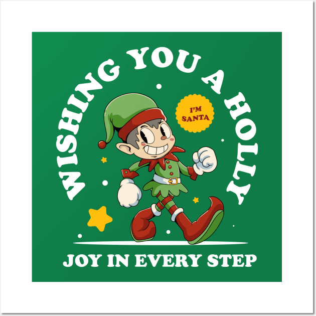 Joyful Elf Christmas Wall Art by milatees